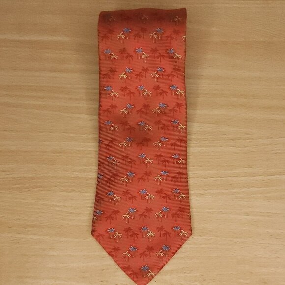 Tommy Hilfiger Salmon Pink Palm Tree Tie - Picture 1 of 4